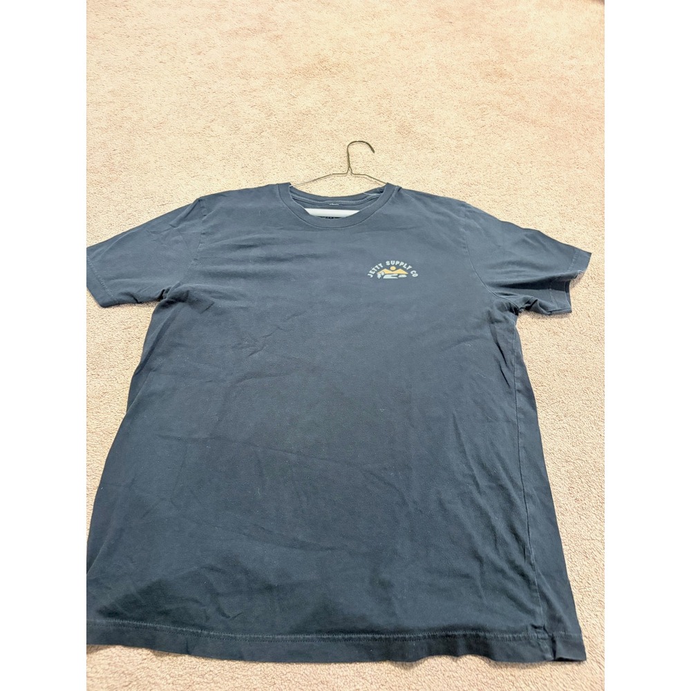Jetty Supply Co Mens Large Navy Blue Draw Your Own Line Graphic T-Shirt Cotton